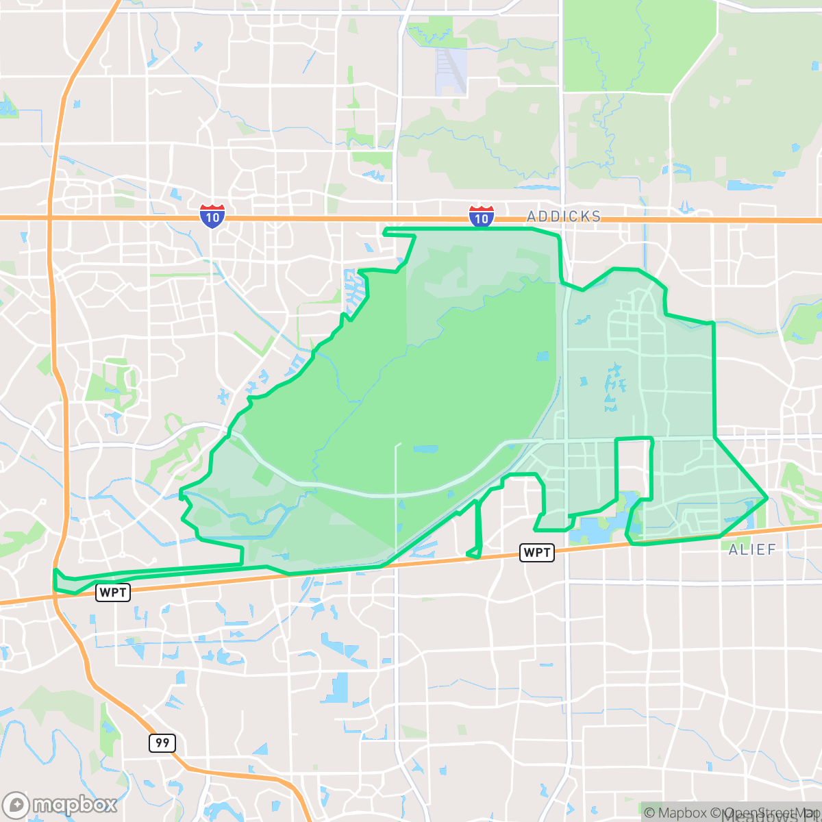 Map showing the location of Eldridge - West Oaks, Houston, TX