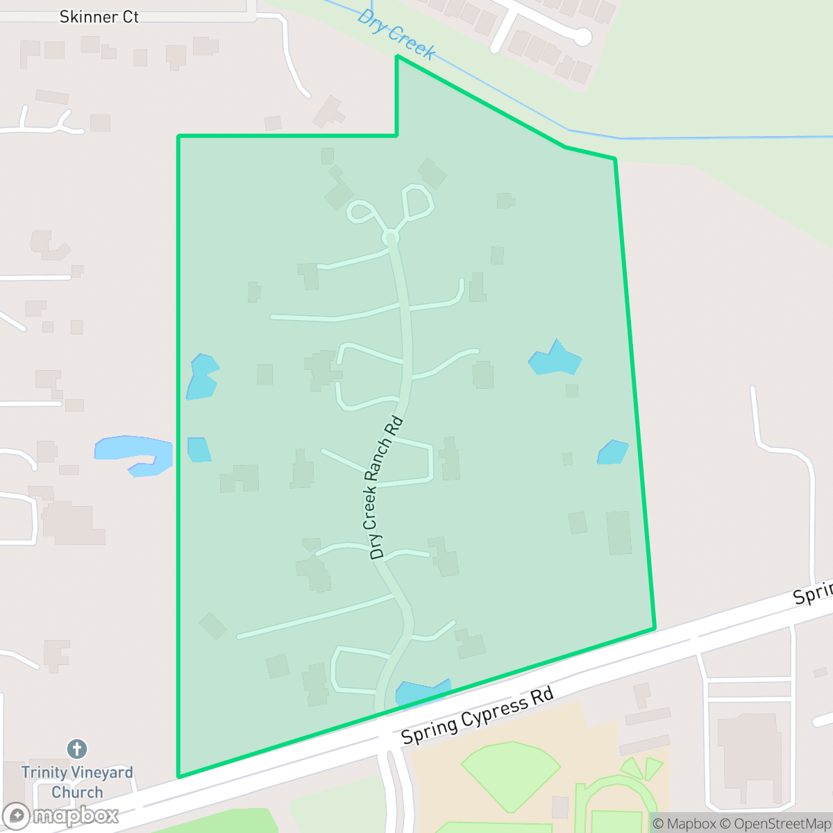 Map showing the location of Estates of Dry Creek, Houston, TX