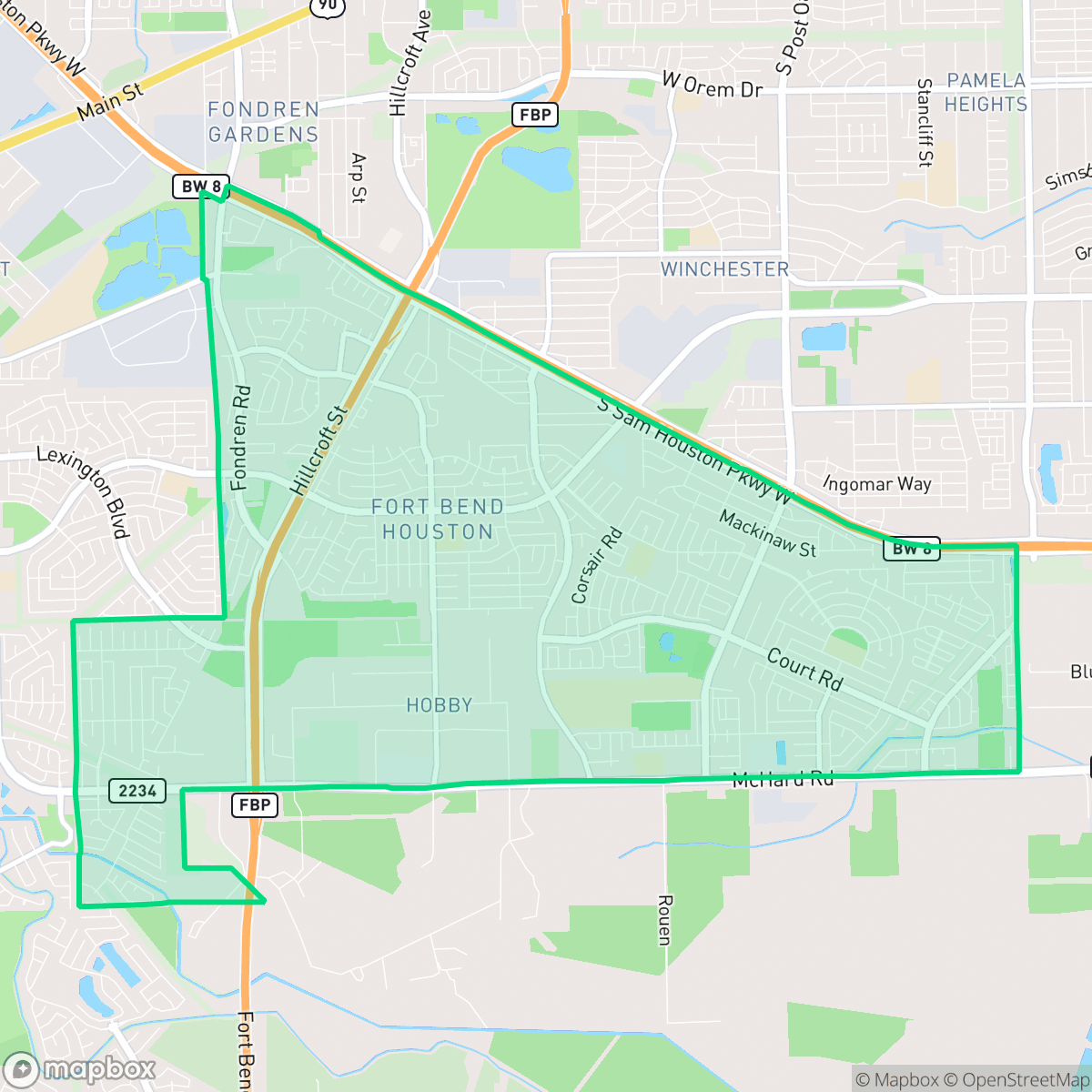Map showing the location of Fort Bend - Houston, Houston, TX