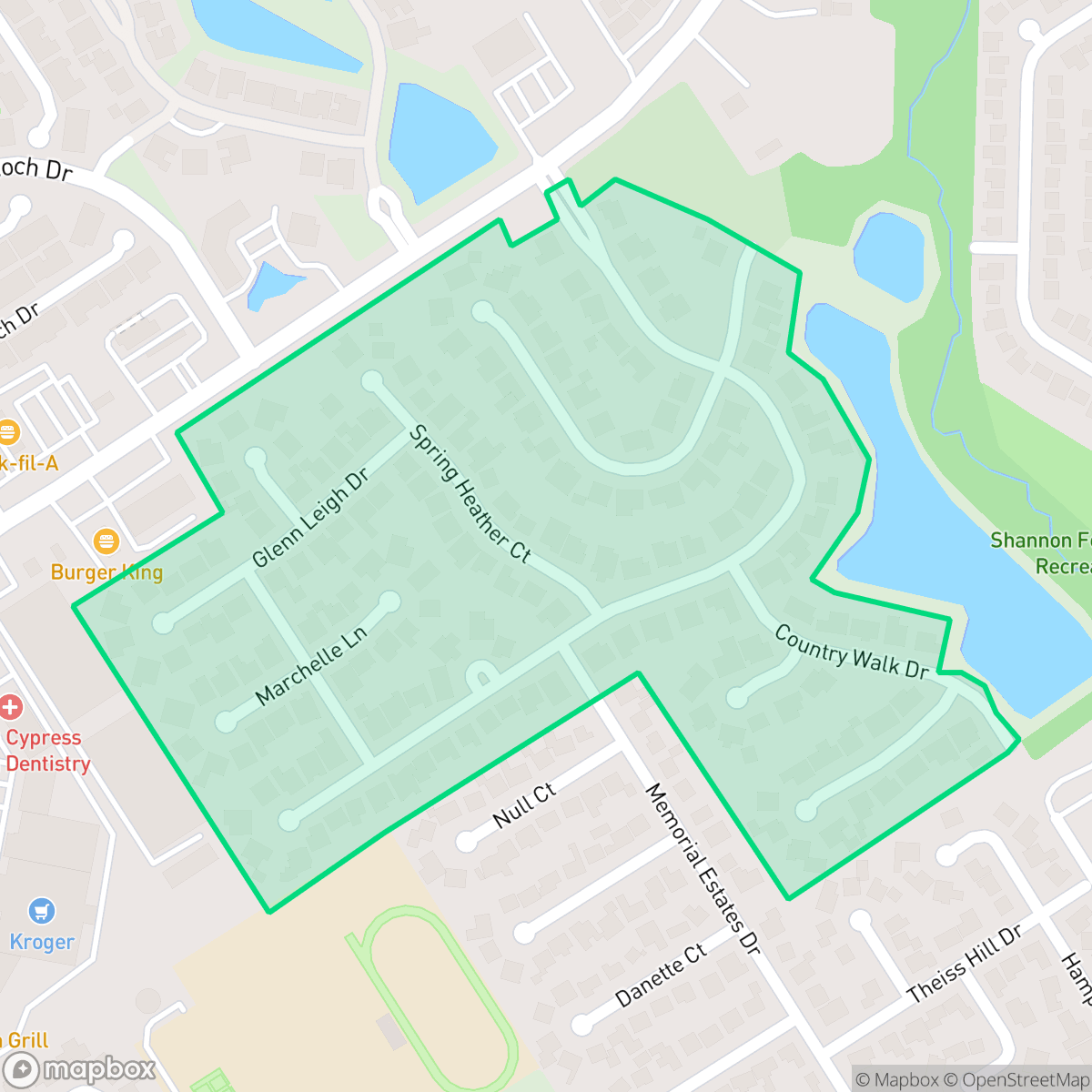 Map showing the location of Glenn Haven Estates, Houston, TX