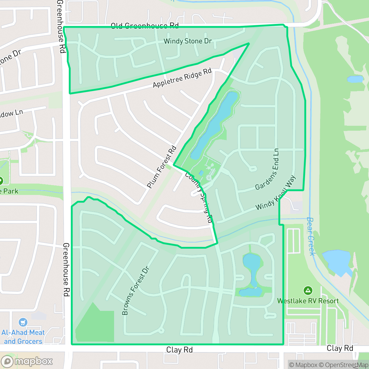 Map showing the location of Grand Oaks, Houston, TX