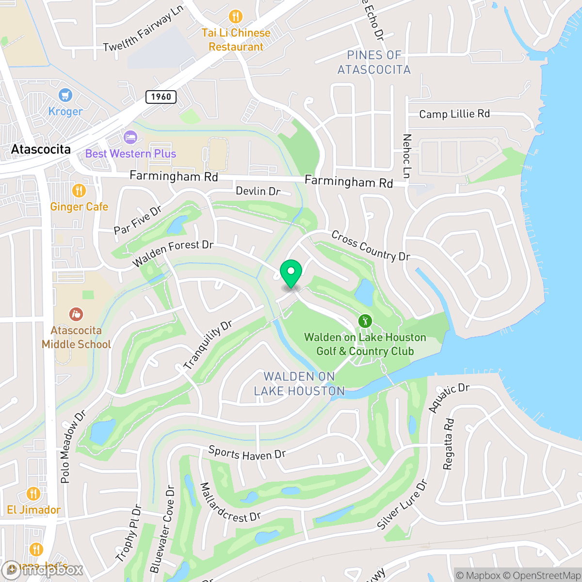 Map showing the location of Lake Houston, Houston, TX