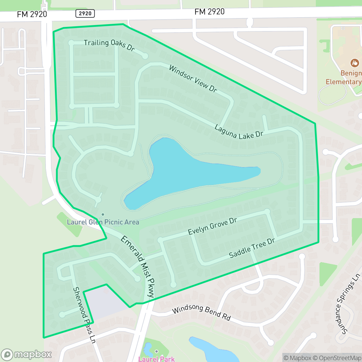 Map showing the location of Laurel Glen, Houston, TX