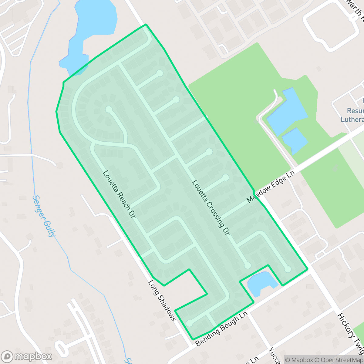 Map showing the location of Louetta Glen, Houston, TX