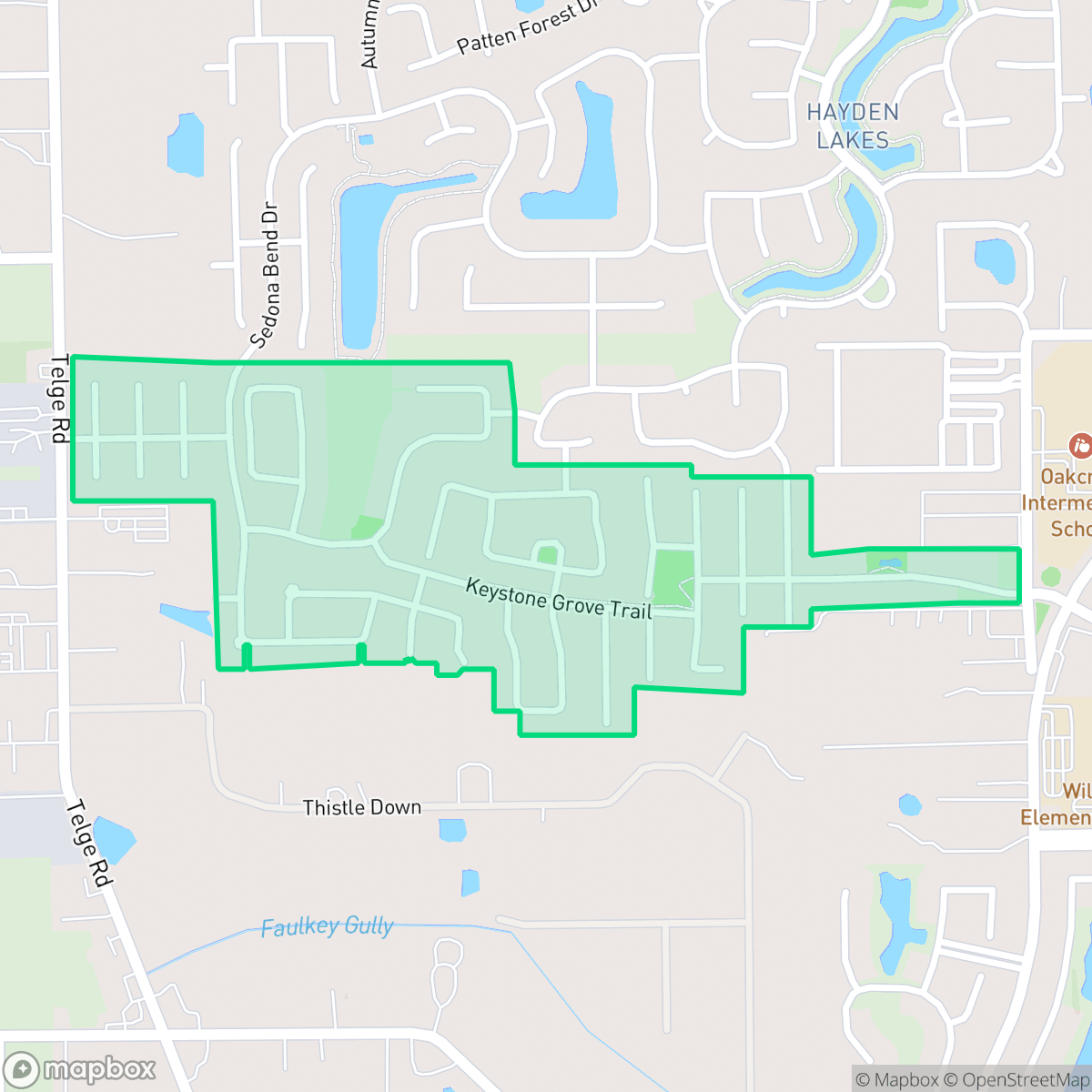 Map showing the location of Oakcrest, Houston, TX