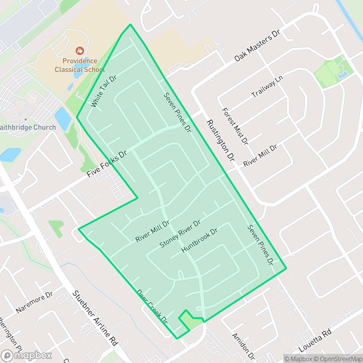 Map showing the location of Oakwood Glen, Houston, TX