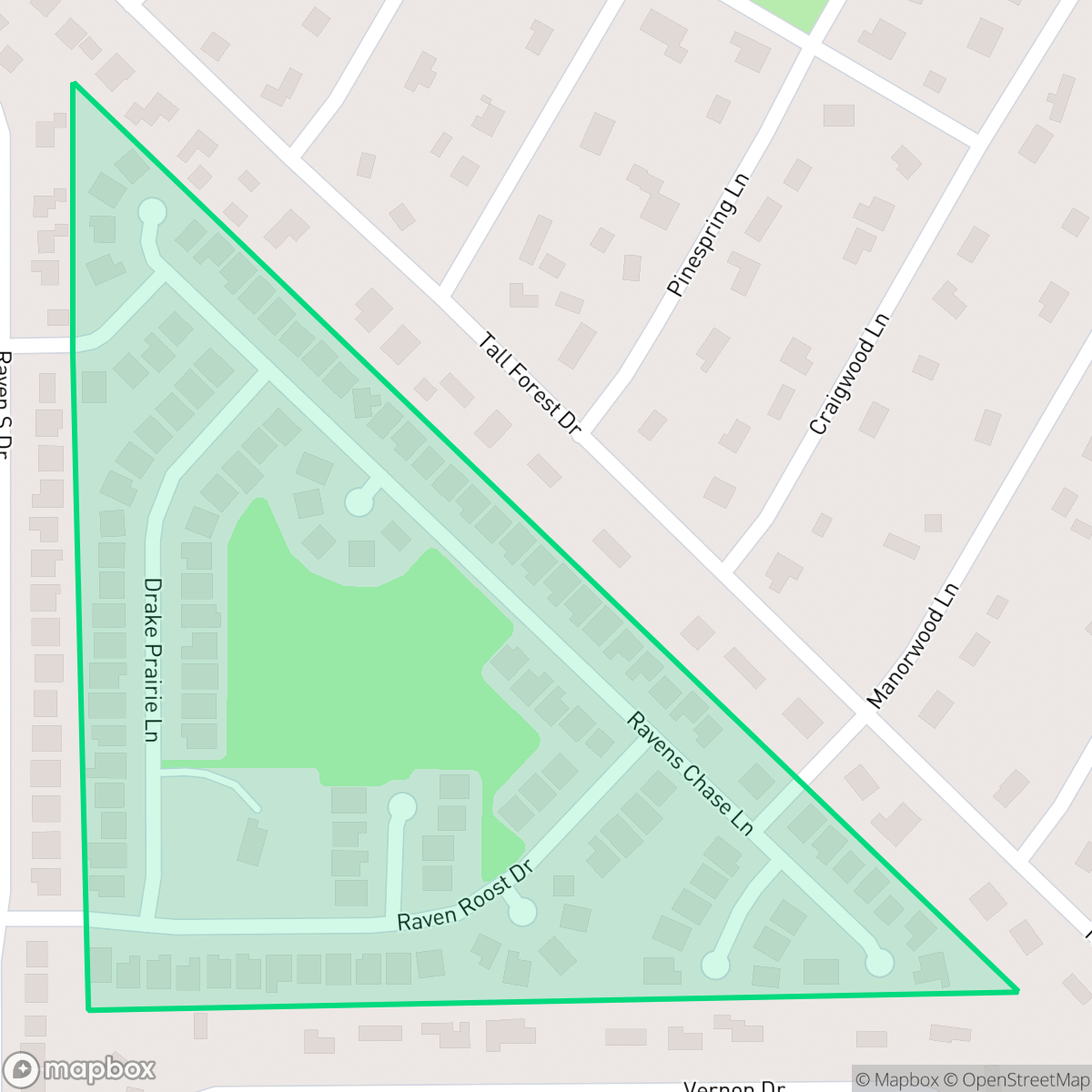 Map showing the location of Ravensway Lake, Houston, TX