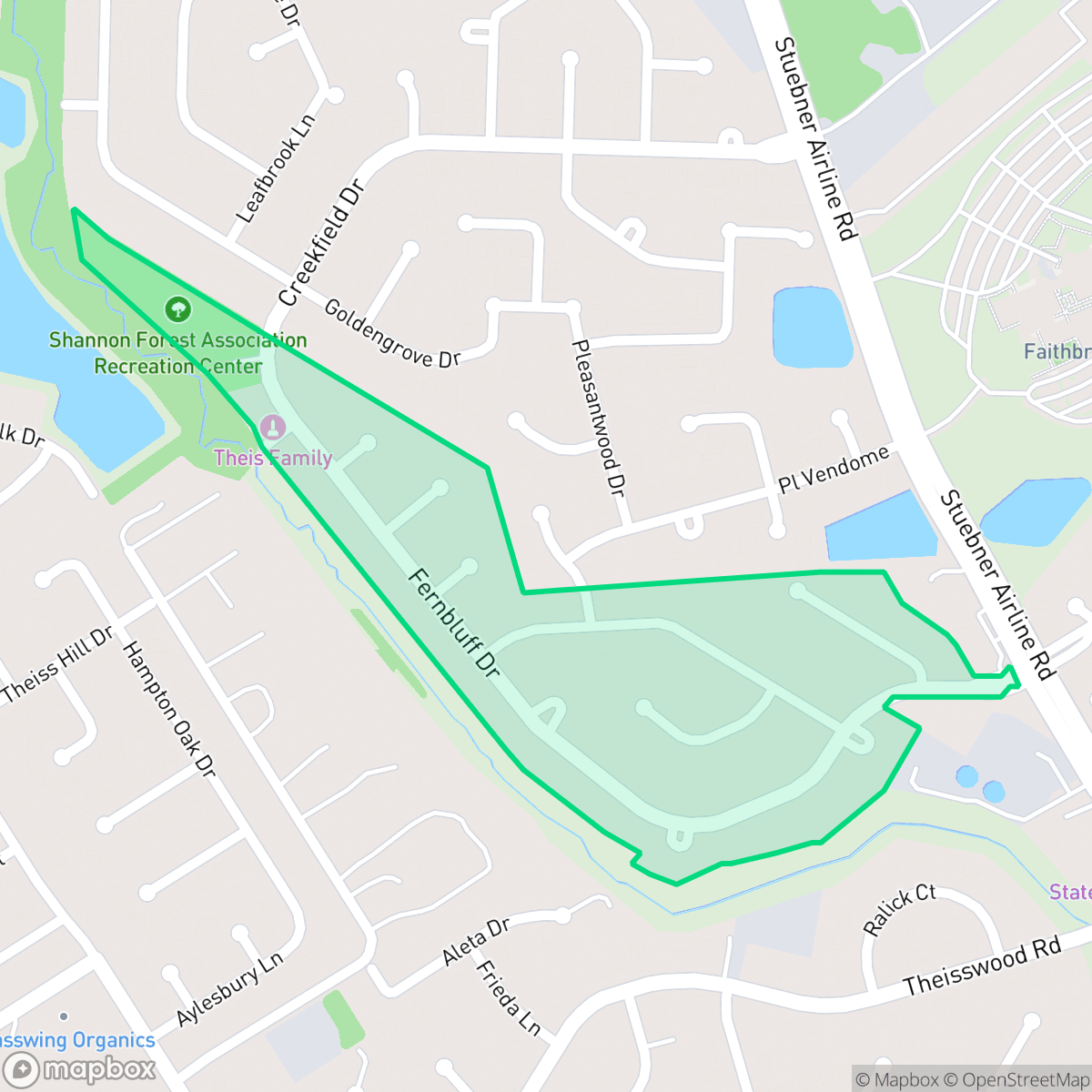 Map showing the location of Shannon Forest, Houston, TX