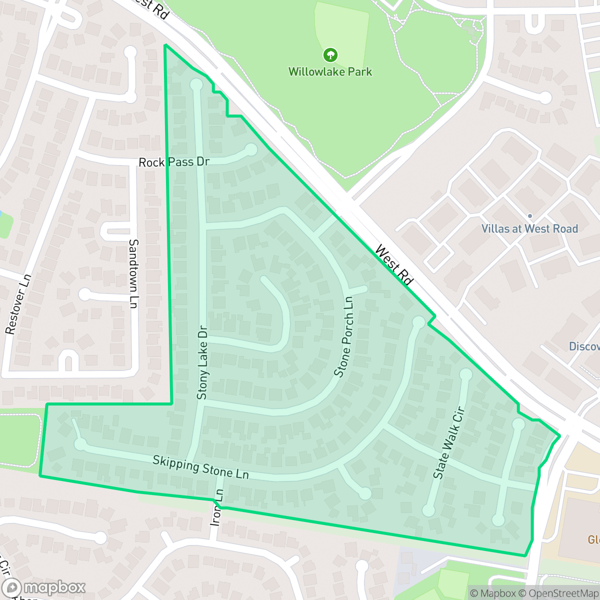 Map showing the location of Stonebridge Village, Houston, TX