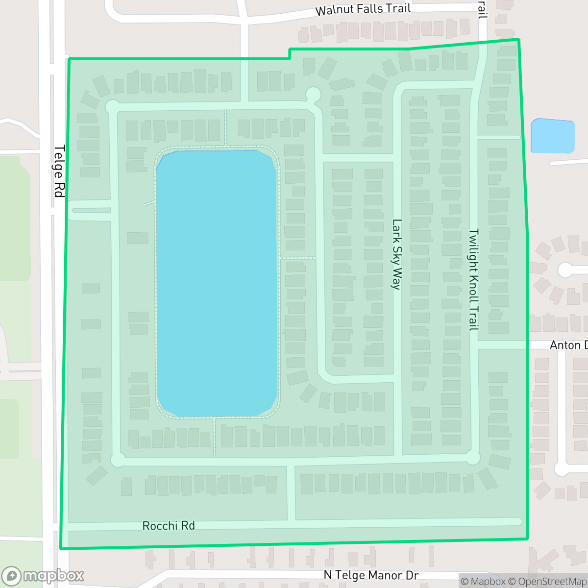 Map showing the location of Telge Ranch, Houston, TX