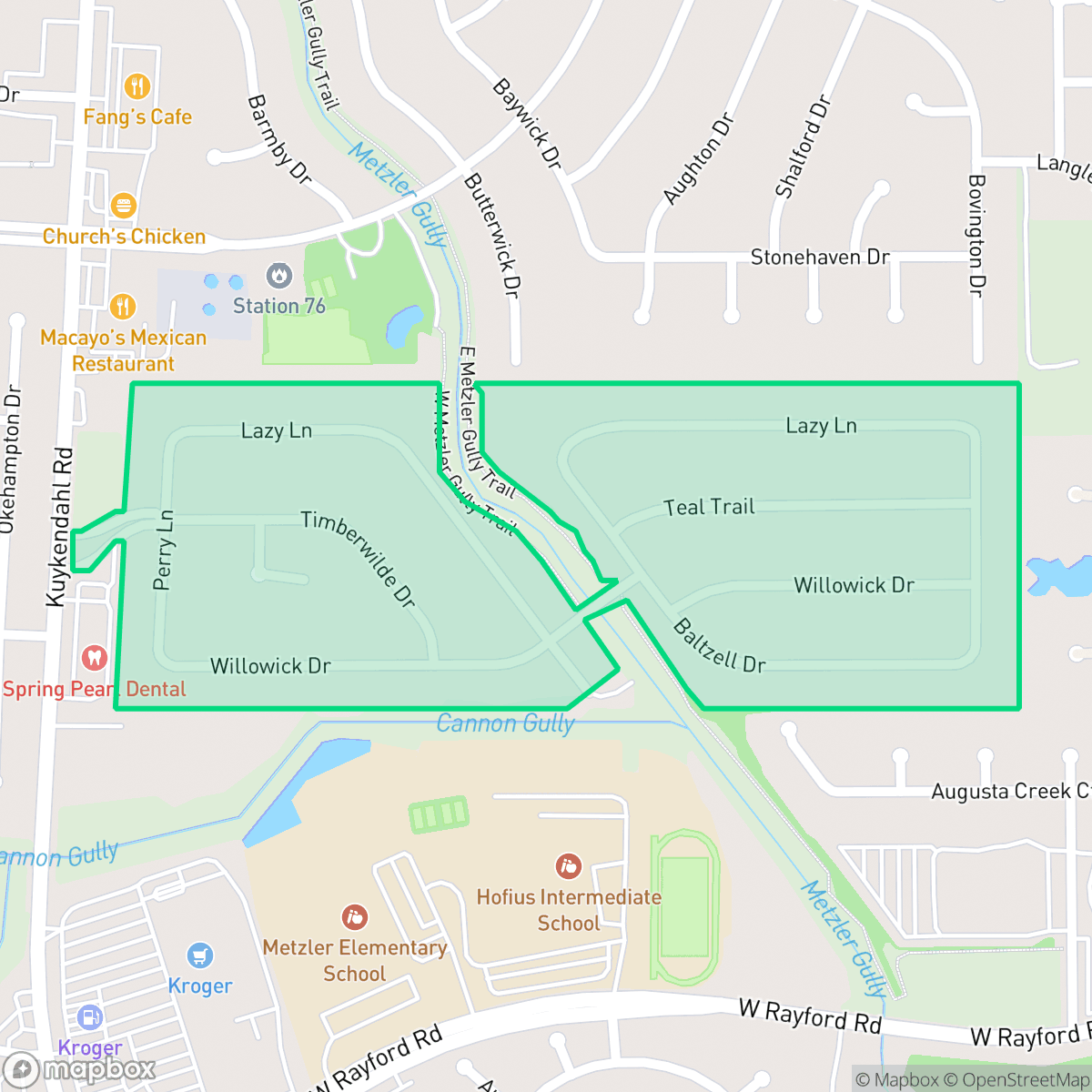 Map showing the location of Timberwilde, Houston, TX