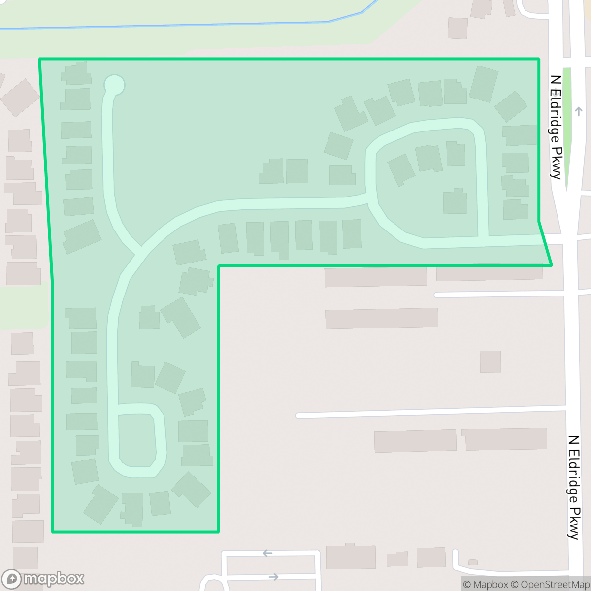 Map showing the location of Treeline North, Houston, TX