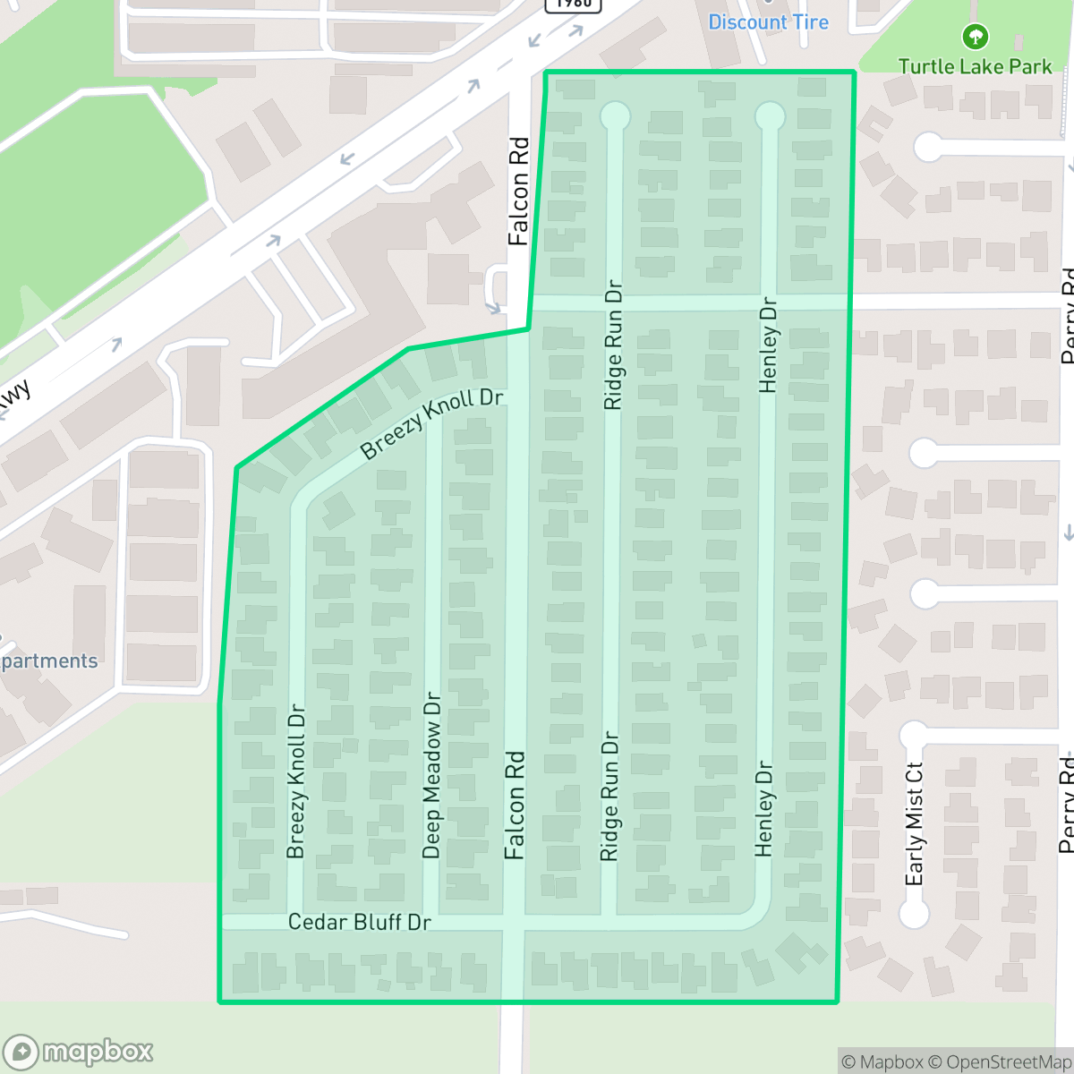 Map showing the location of Turtle Hill Village, Houston, TX