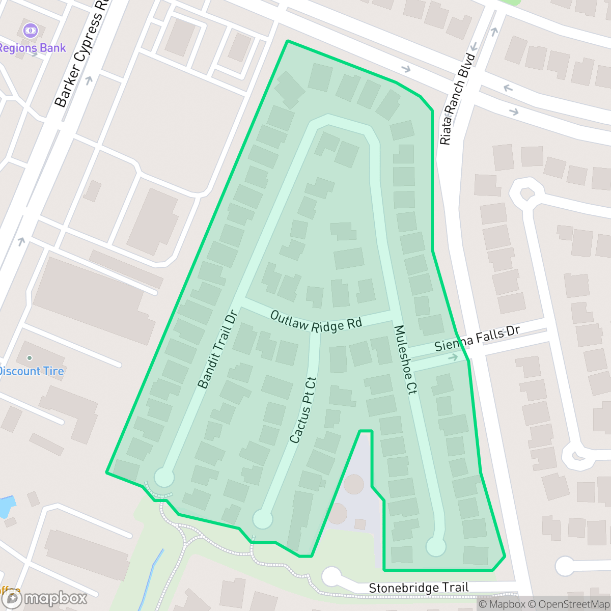 Map showing the location of Vaquero Ridge, Houston, TX