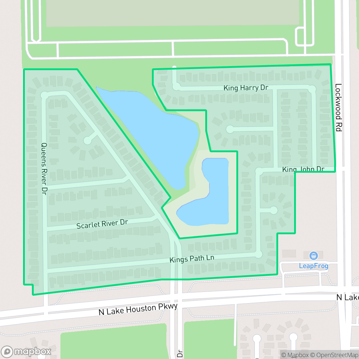 Map showing the location of Village of Kings Lake, Houston, TX