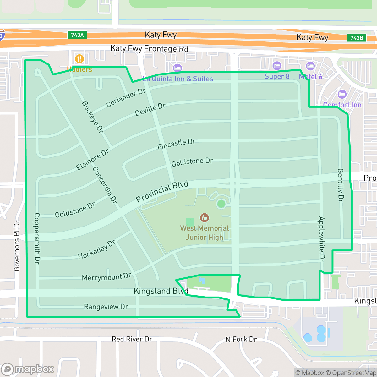 Map showing the location of West Memorial, Houston, TX