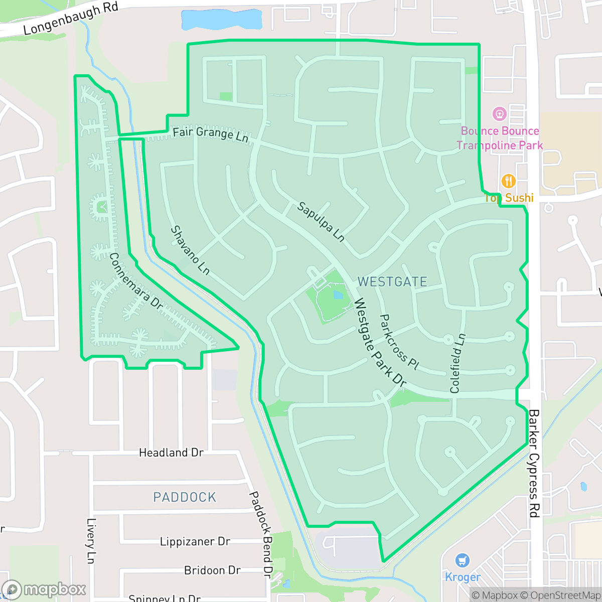 Map showing the location of Westgate, Houston, TX