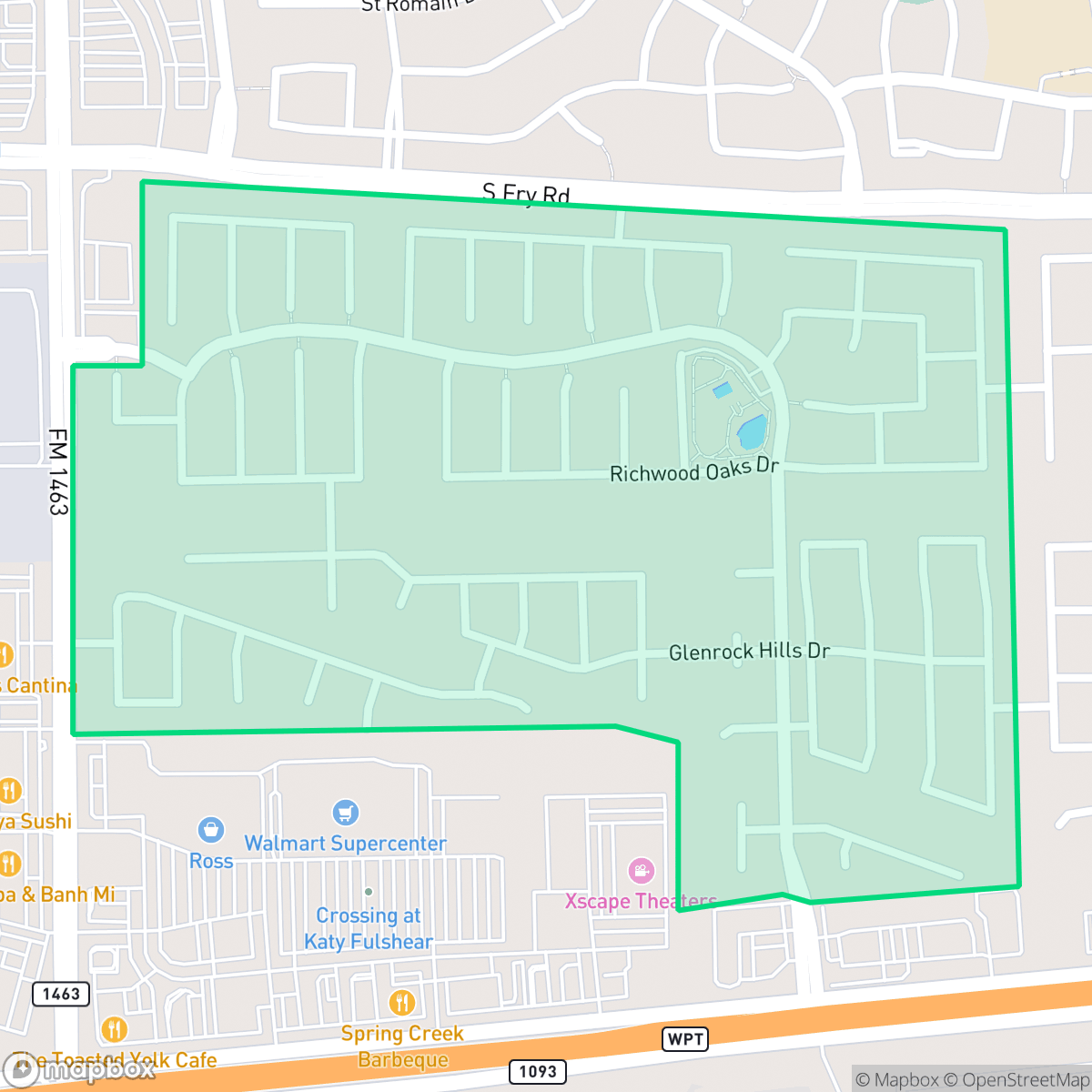 Map showing the location of Westheimer Lakes North, Houston, TX