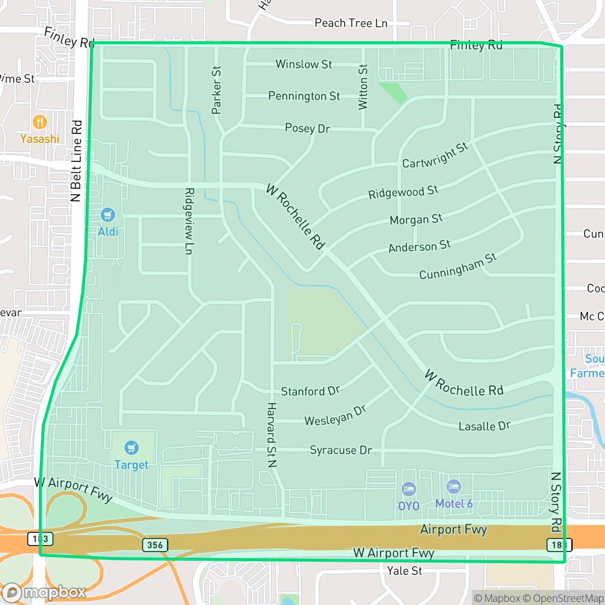 Map showing the location of Belt Line, Irving, TX