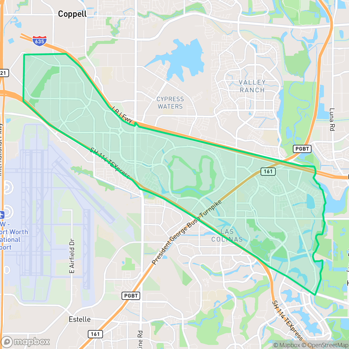 Map showing the location of Freeport/Hackberry, Irving, TX