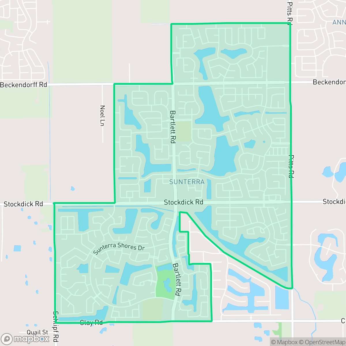 Map showing the location of Sunterra, Katy, TX