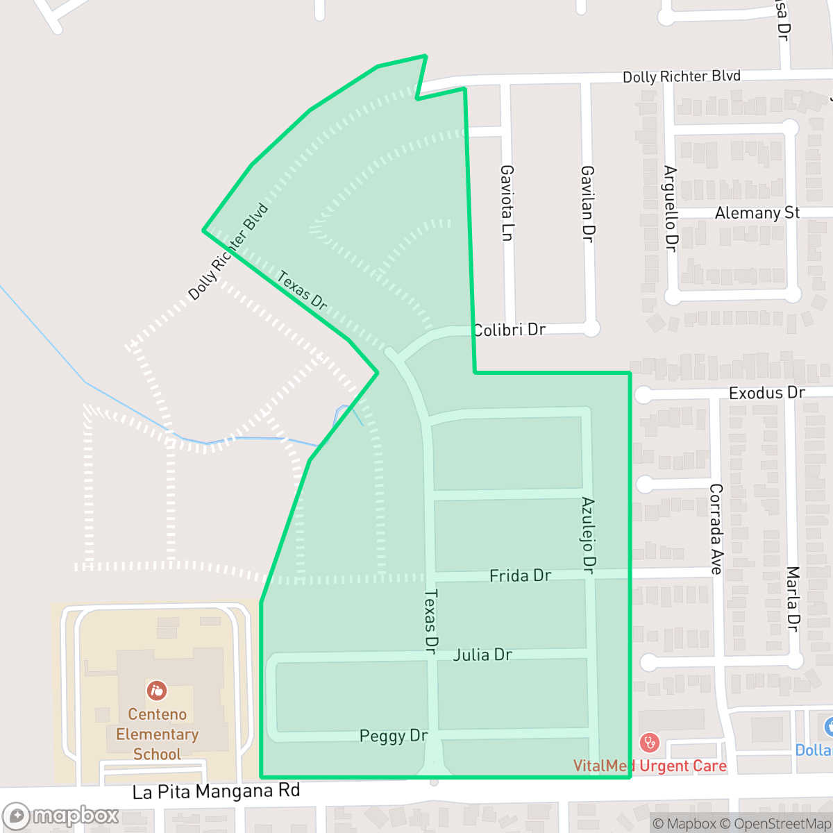 Map showing the location of Cielo Vista, Laredo, TX