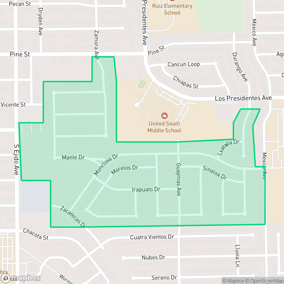 Map showing the location of Las Americas, Laredo, TX