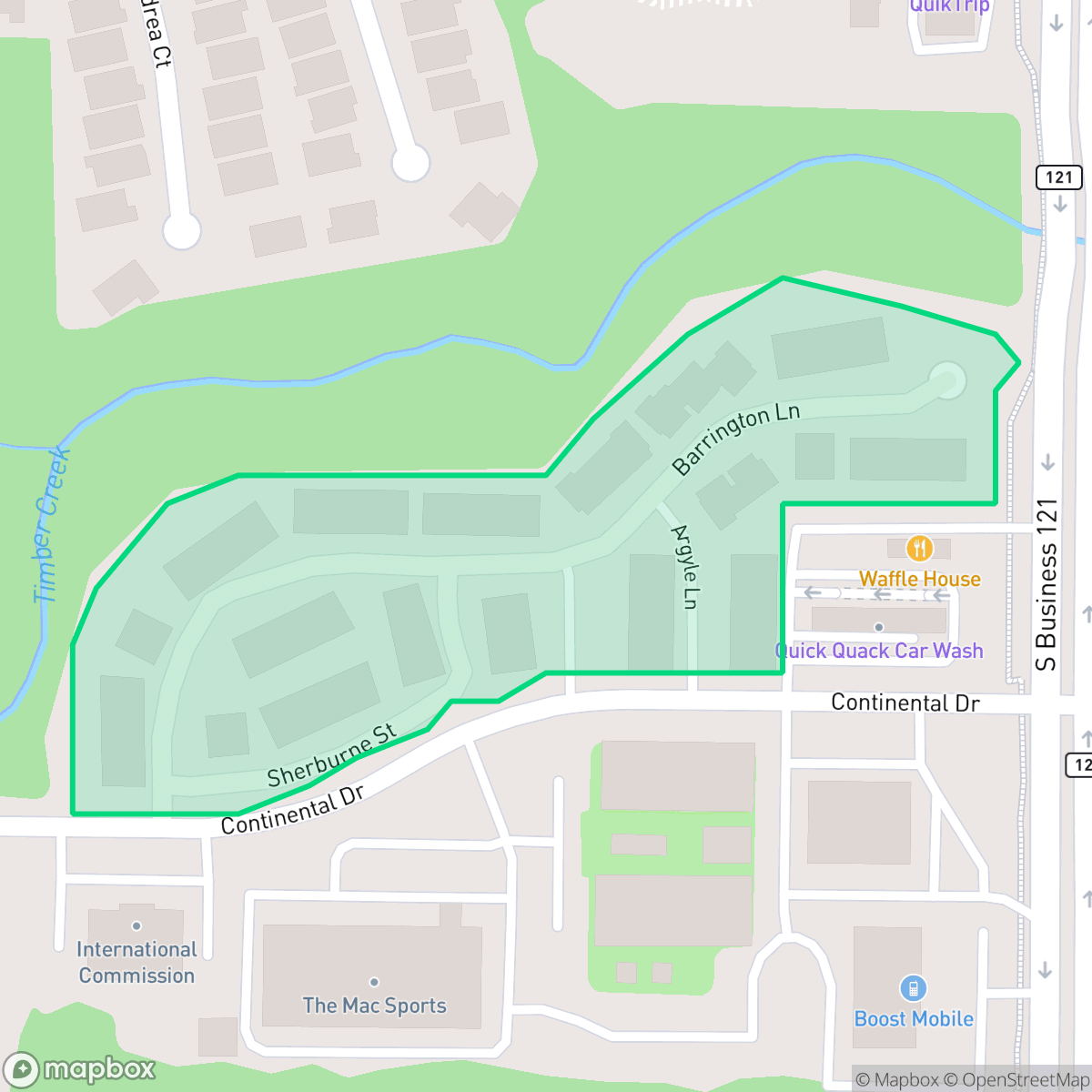 Map showing the location of Continental Square, Lewisville, TX