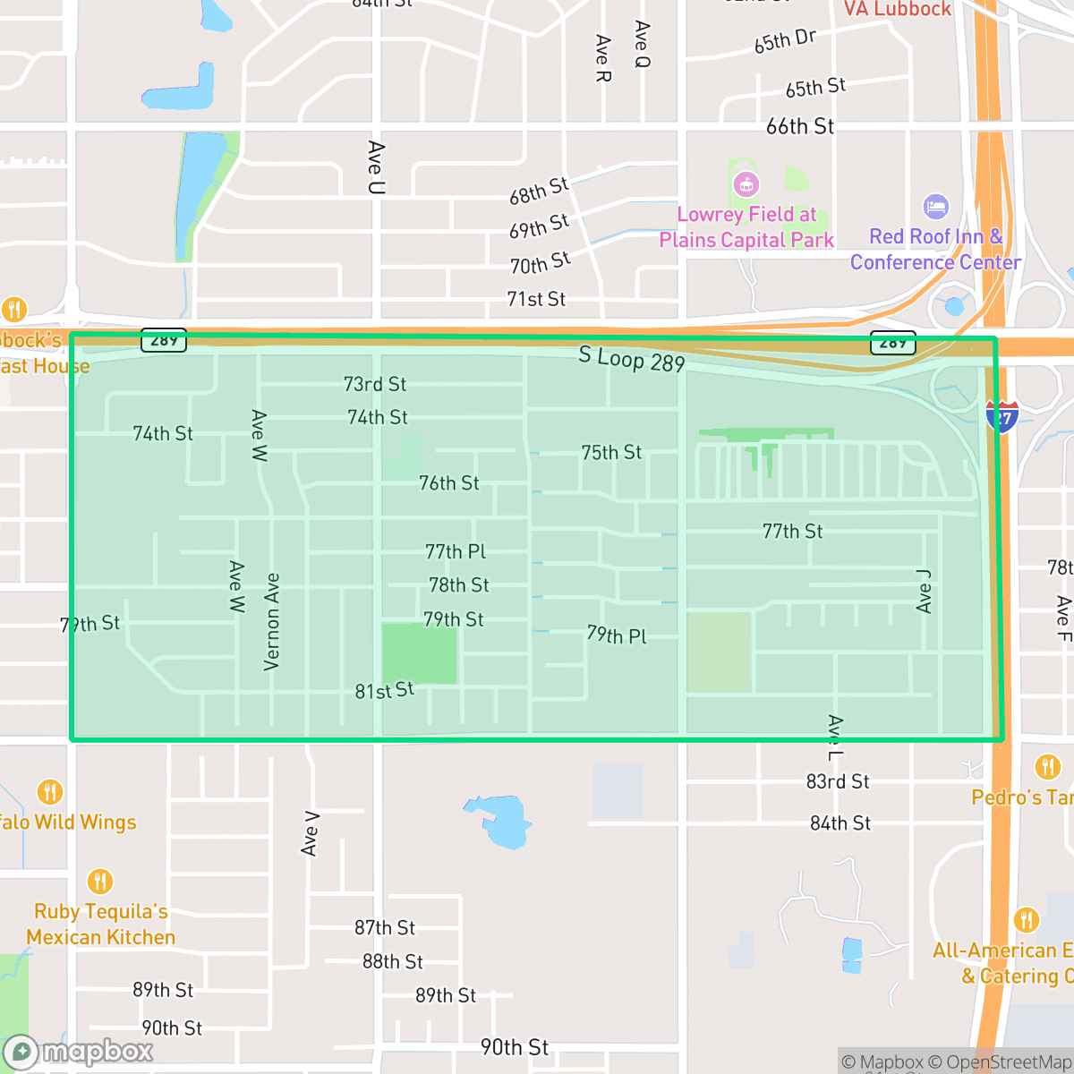 Map showing the location of South Lubbock, Lubbock, TX