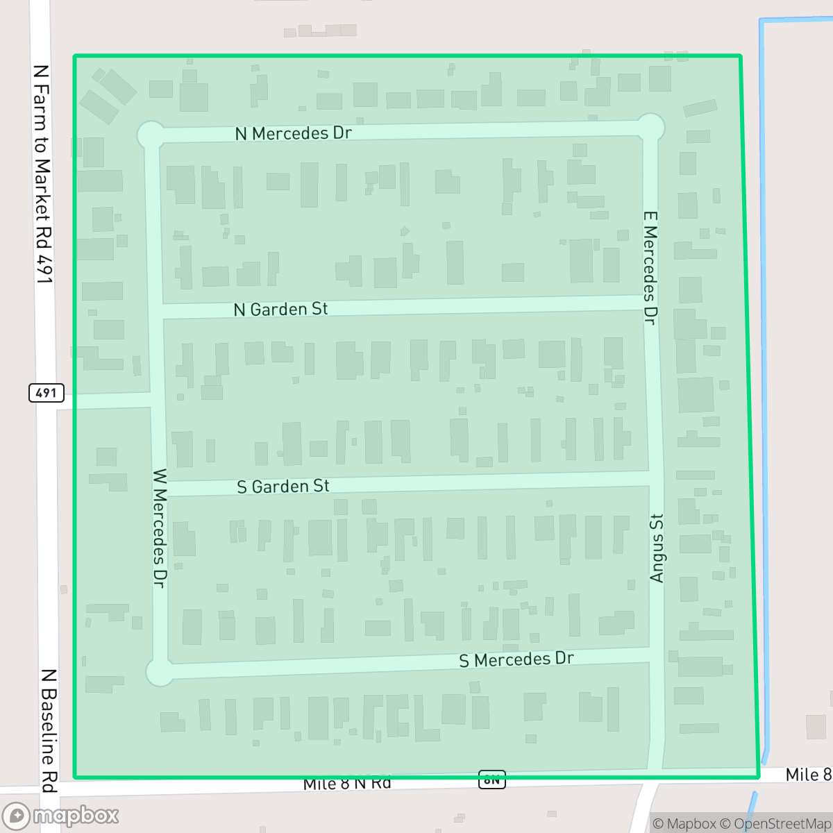 Map showing the location of Mercedes Gardens, Mercedes, TX