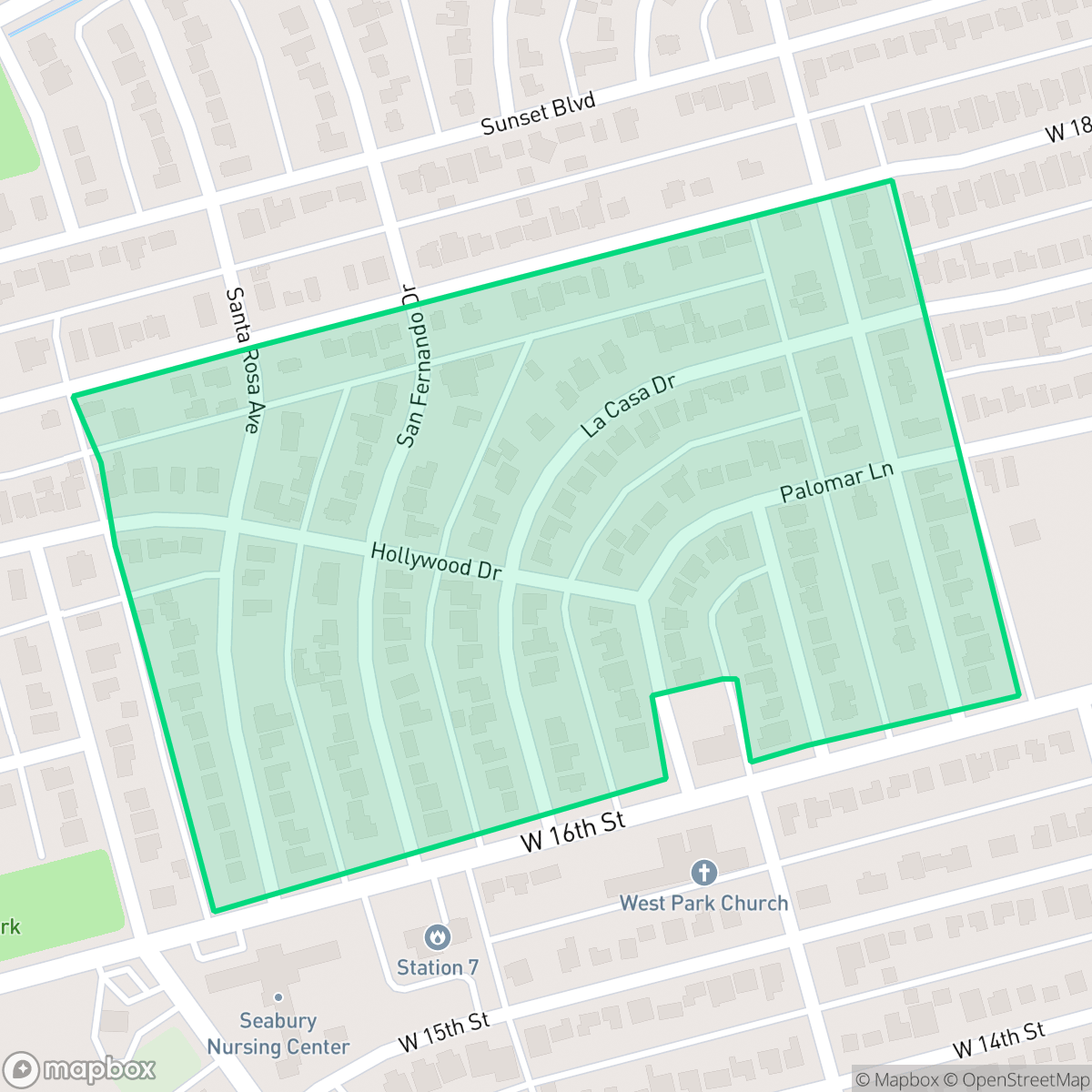 Map showing the location of Hollywood Manor, Odessa, TX