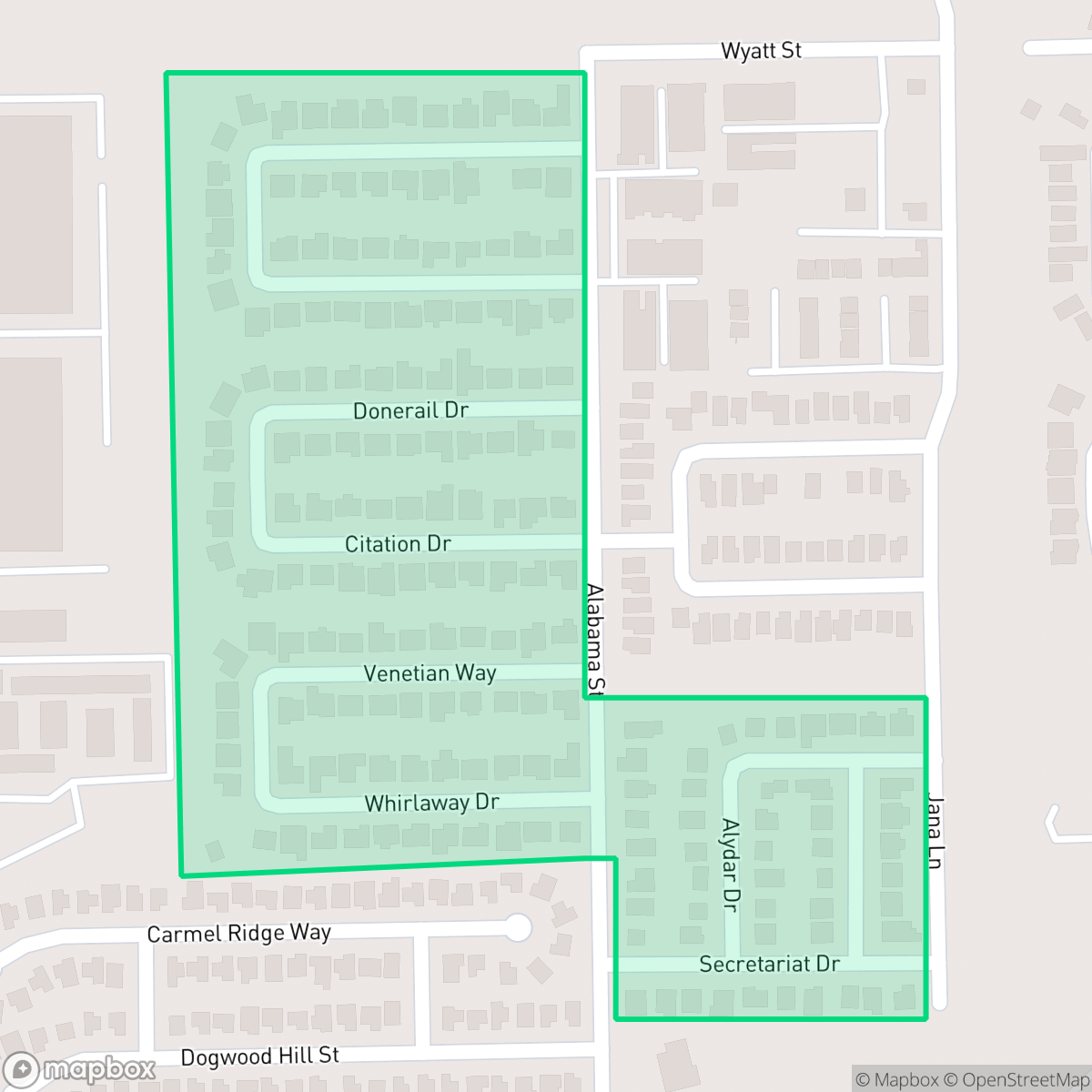 Map showing the location of Bowling Green, Pasadena, TX