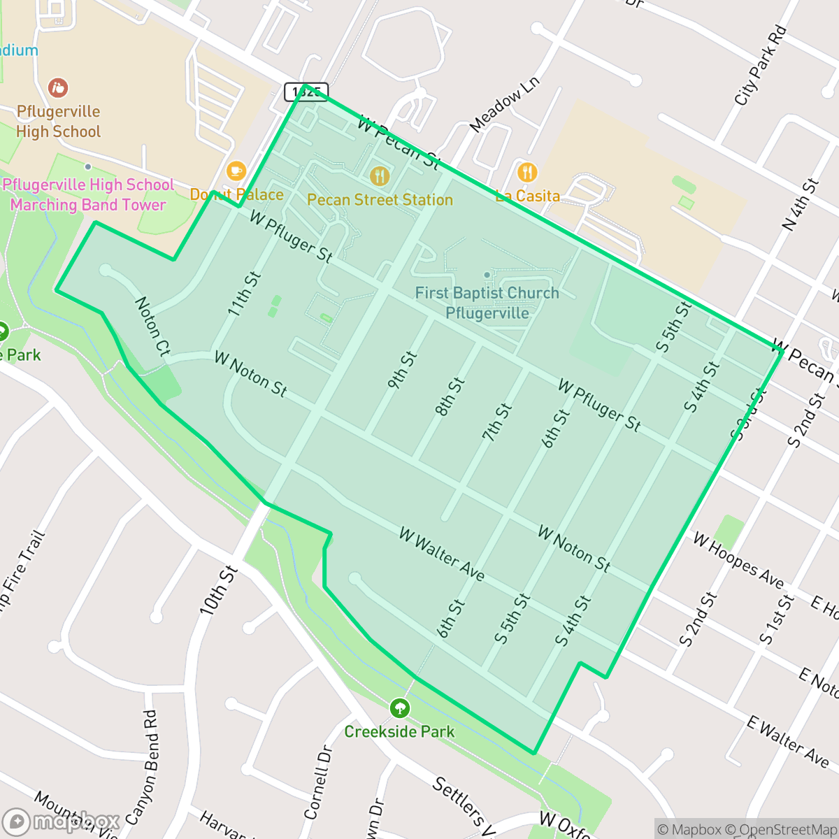 Map showing the location of Pflugerville West, Pflugerville, TX