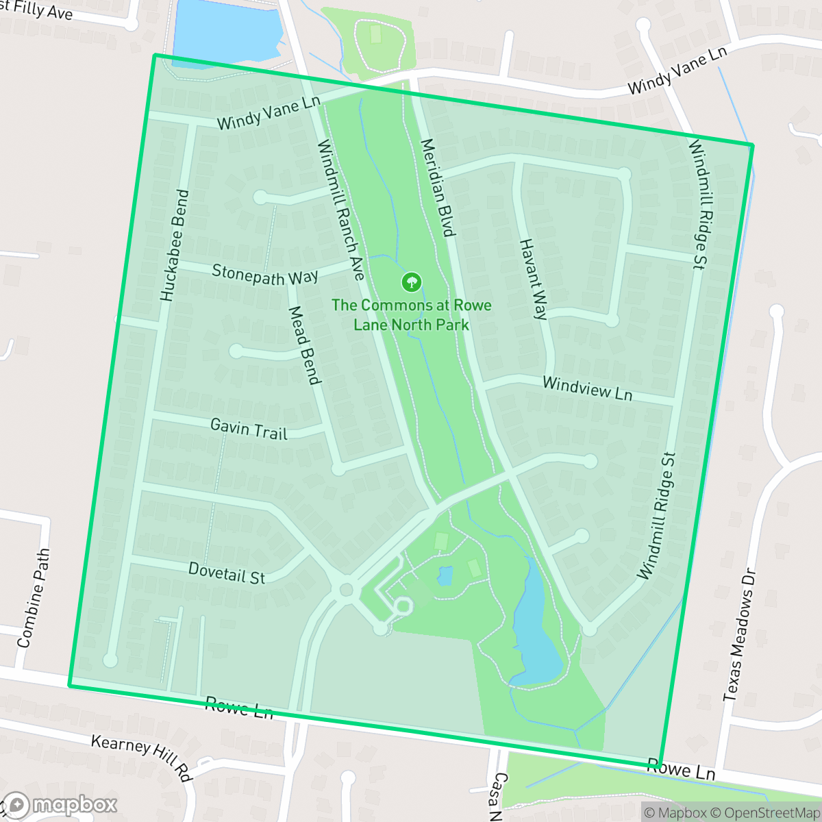 Map showing the location of The Commons at Rowe Lane, Pflugerville, TX
