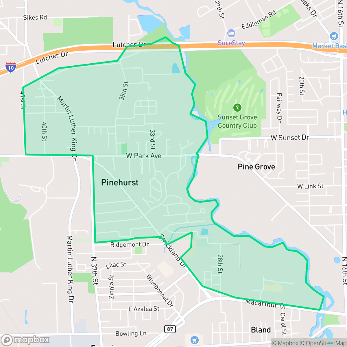 Map showing the location of Pinehurst, TX — coverage area