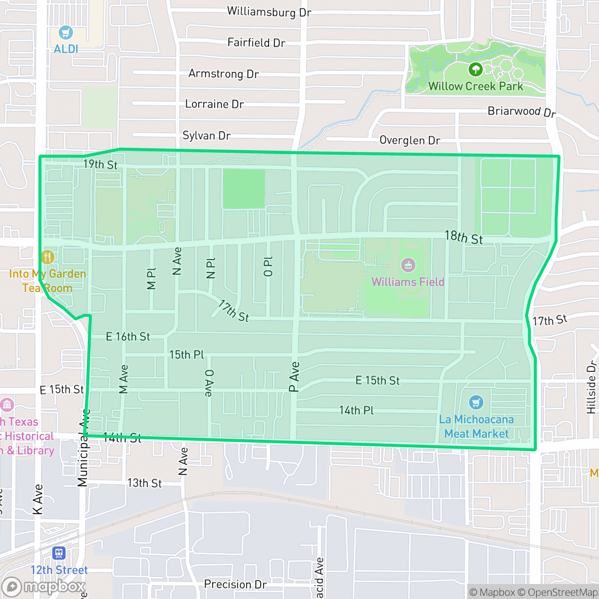 Map showing the location of Old Towne, Plano, TX