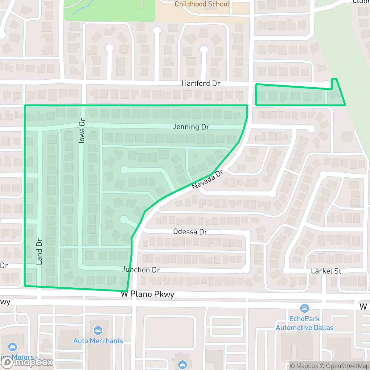 Map showing the location of Prestondale, Plano, TX