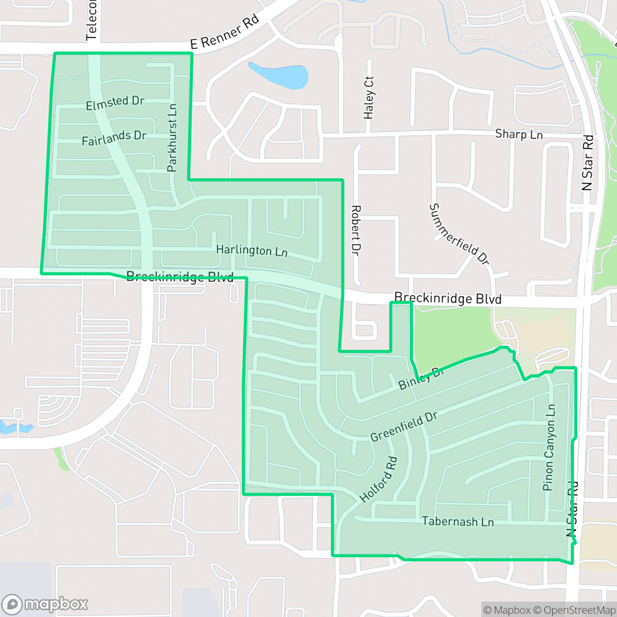 Map showing the location of Creek Hollow Estates, Richardson, TX