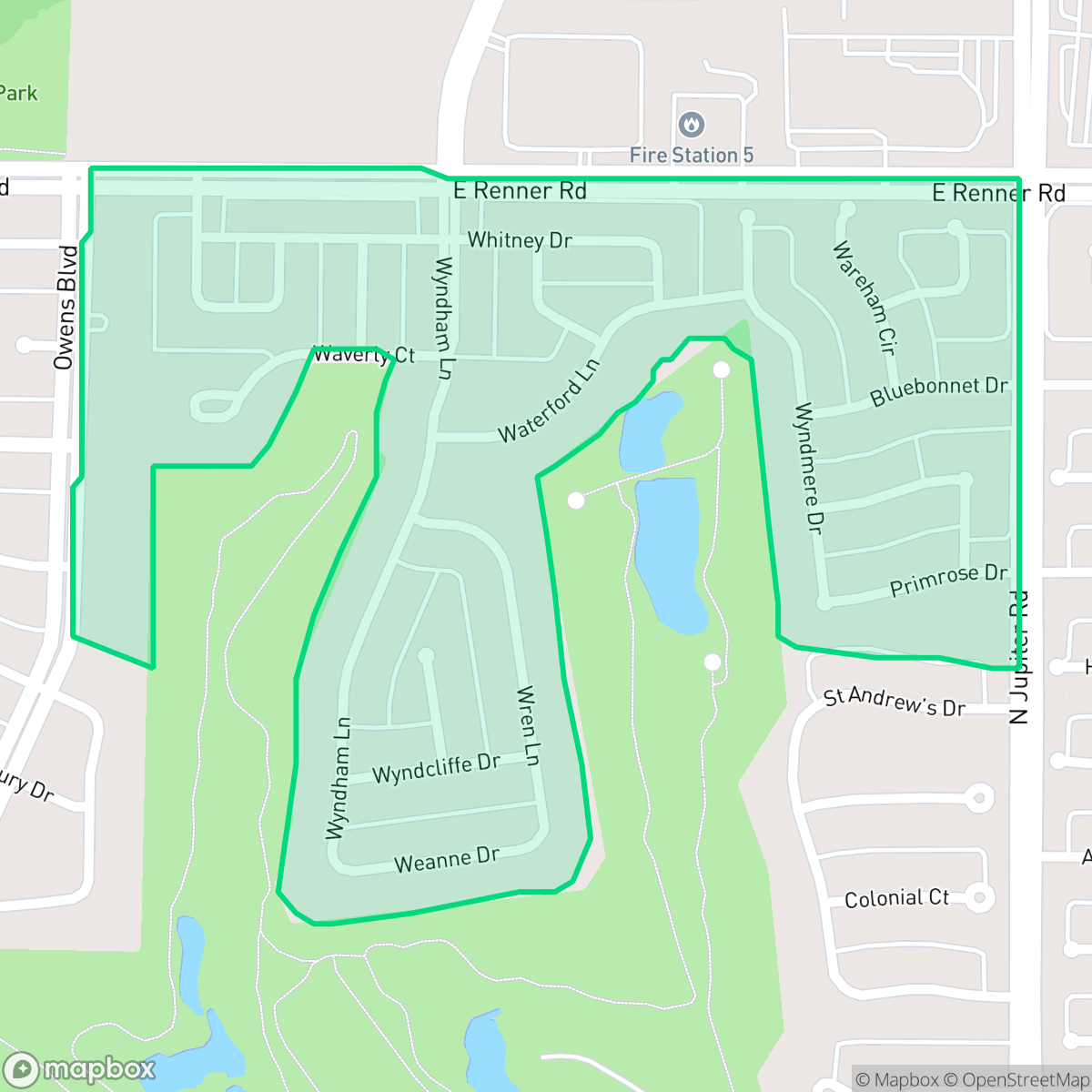 Map showing the location of Fairways of Sherril Park, Richardson, TX