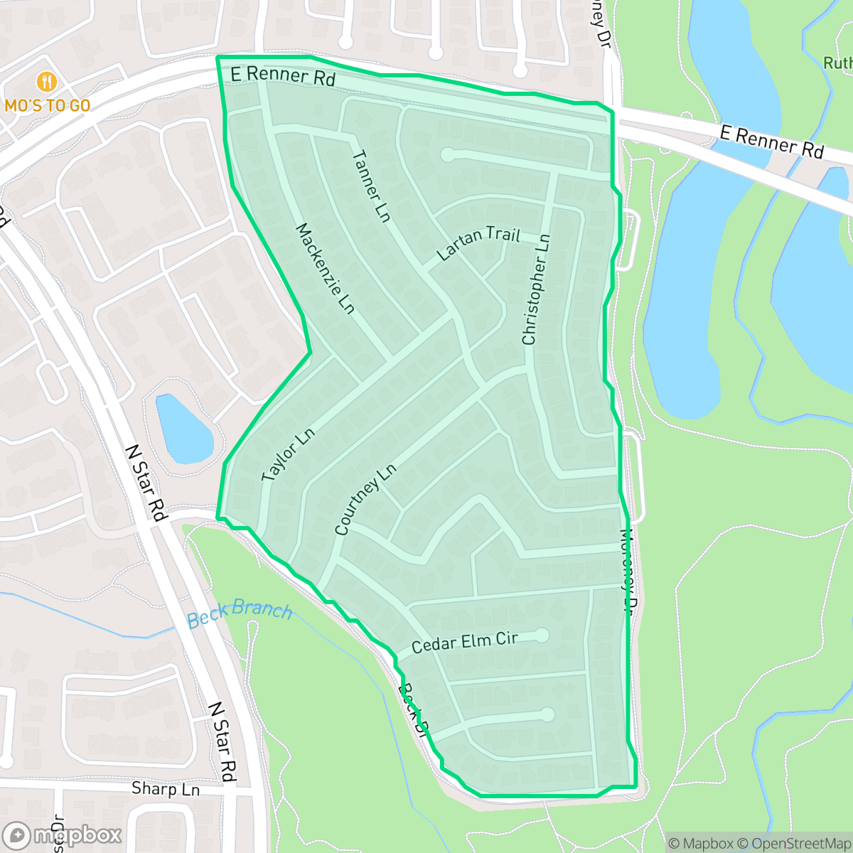 Map showing the location of Mackenzie Meadows, Richardson, TX