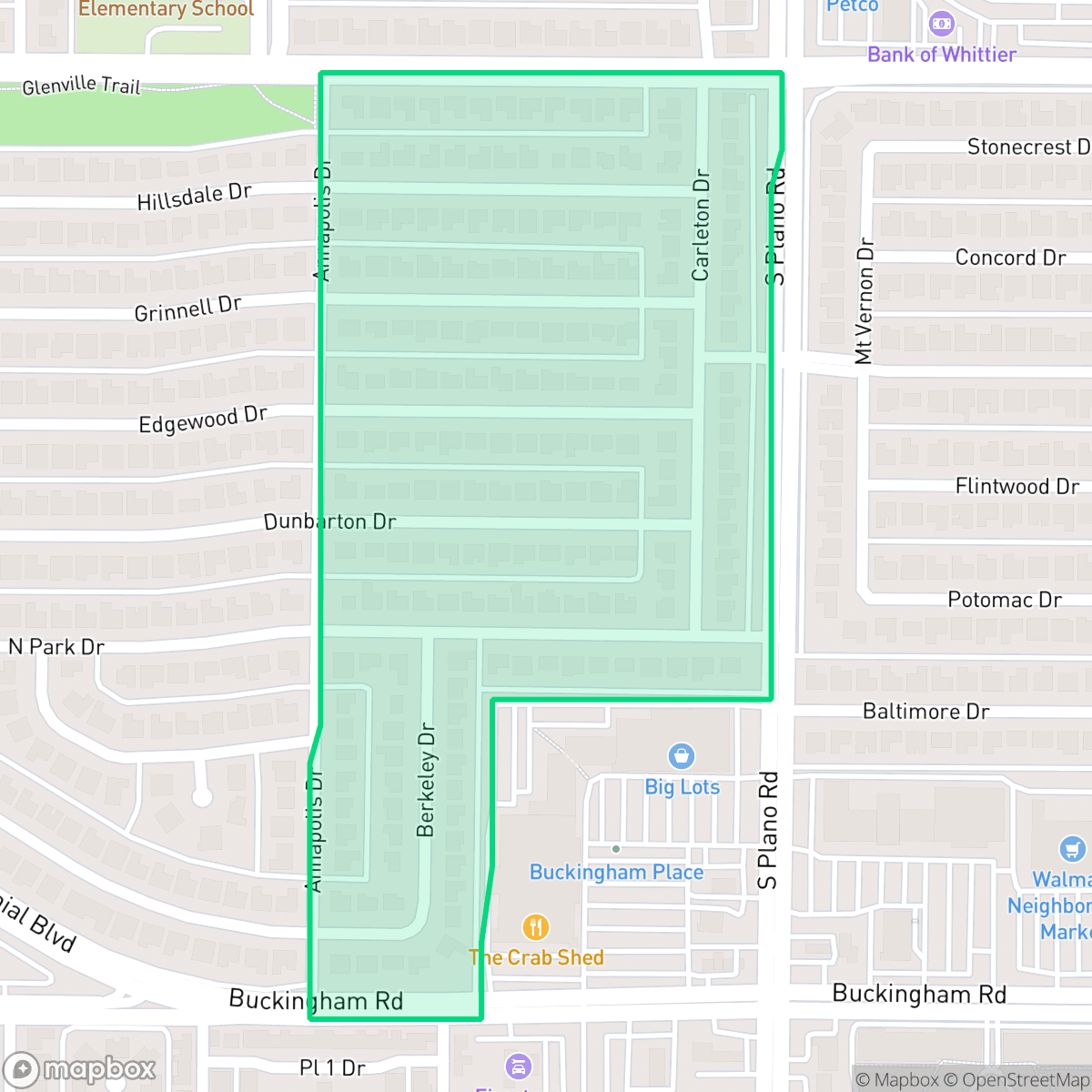 Map showing the location of Town North Park II, Richardson, TX