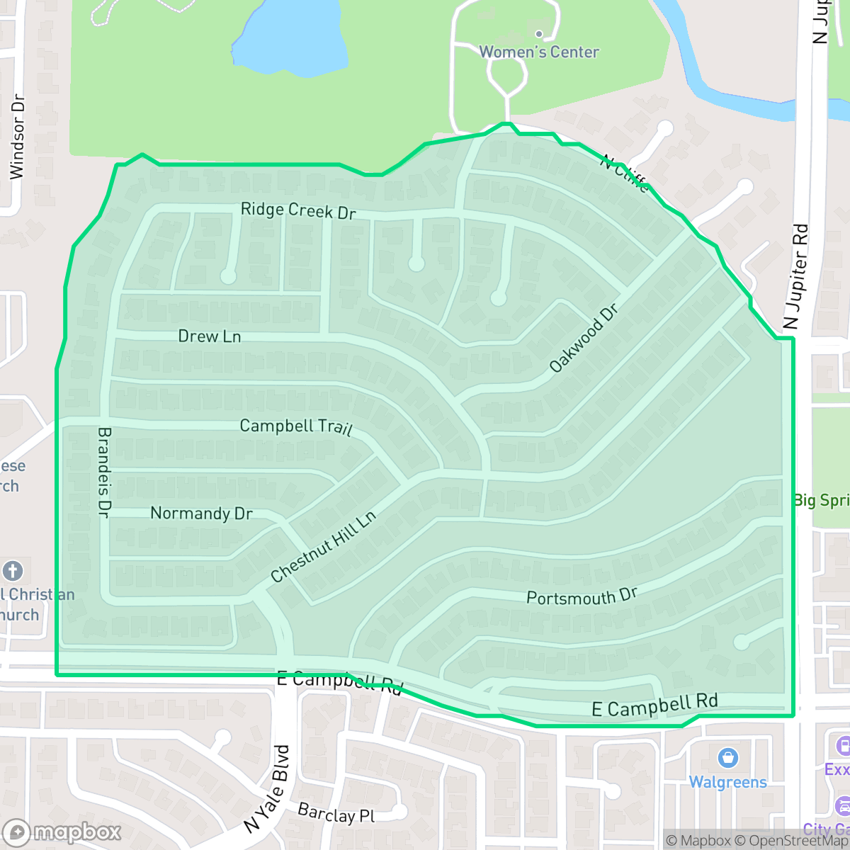 Map showing the location of University Estates North, Richardson, TX