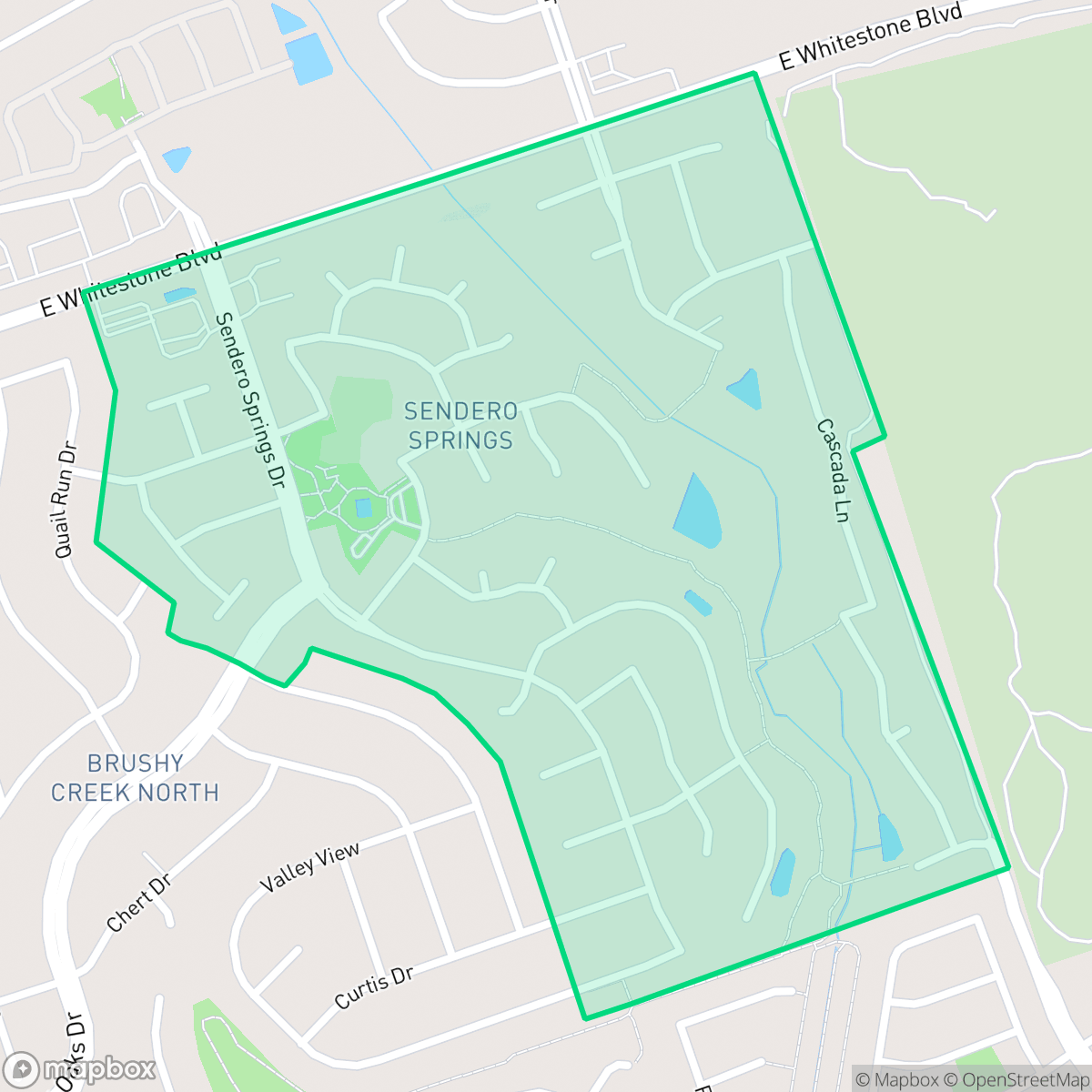 Map showing the location of Sendero Springs, Round Rock, TX