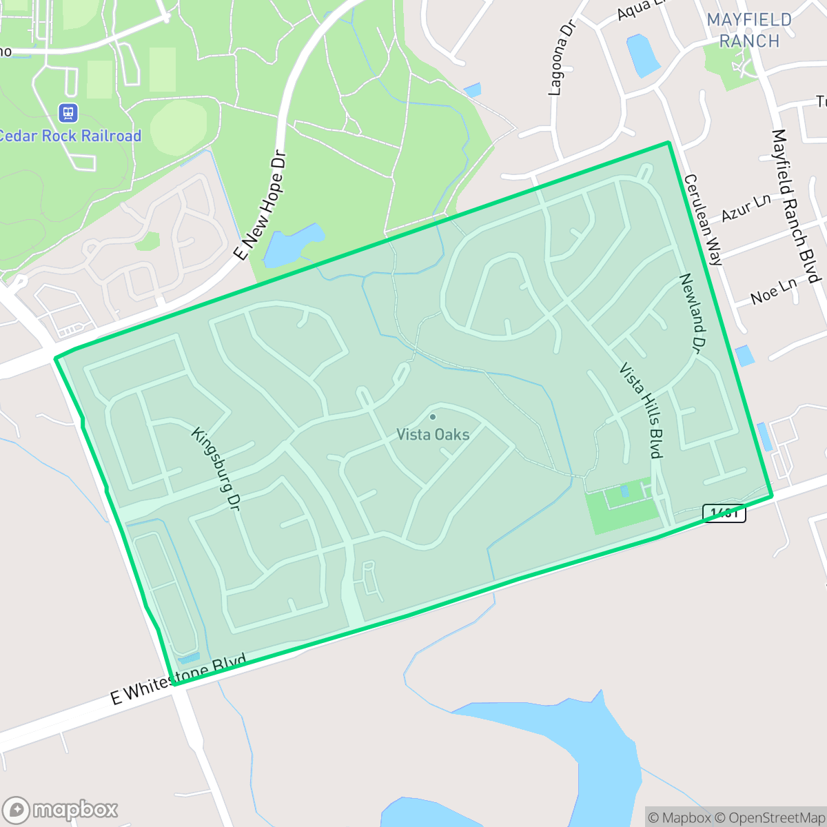 Map showing the location of Vista Oaks, Round Rock, TX