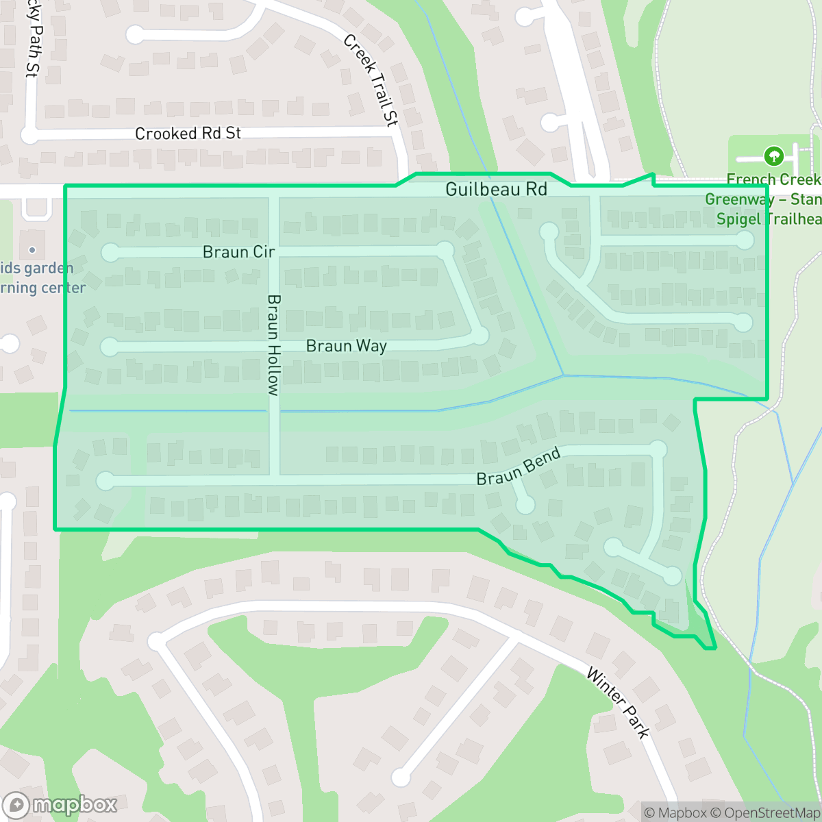 Map showing the location of Braun Hollow, San Antonio, TX