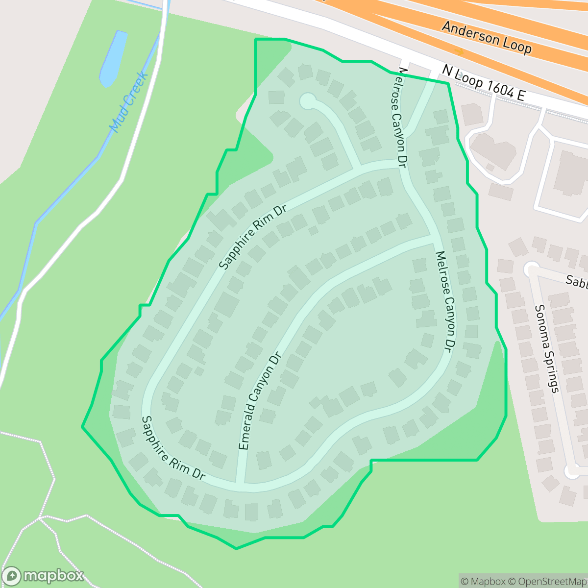 Map showing the location of Canyon View, San Antonio, TX