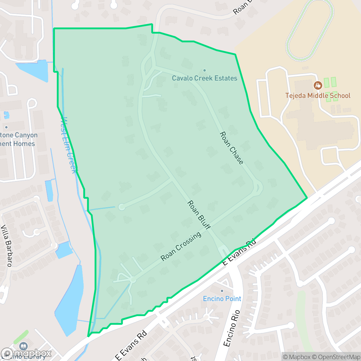 Map showing the location of Cavalo Creek Estates, San Antonio, TX