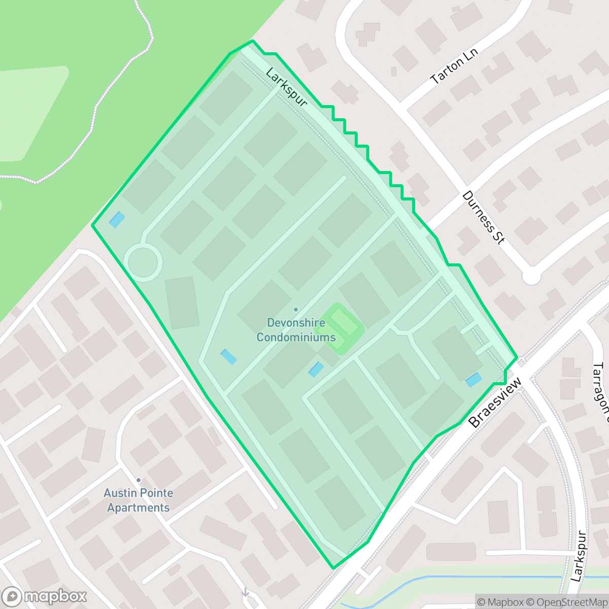 Map showing the location of Devonshire Condominiums, San Antonio, TX