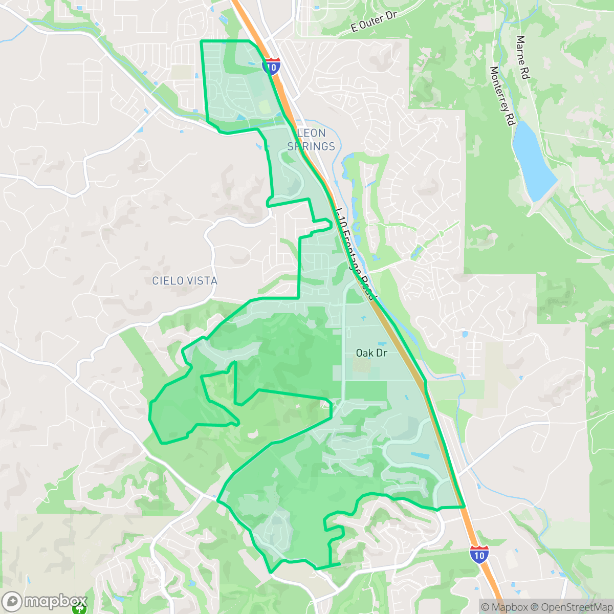 Map showing the location of Friedrich Wilderness Park, San Antonio, TX
