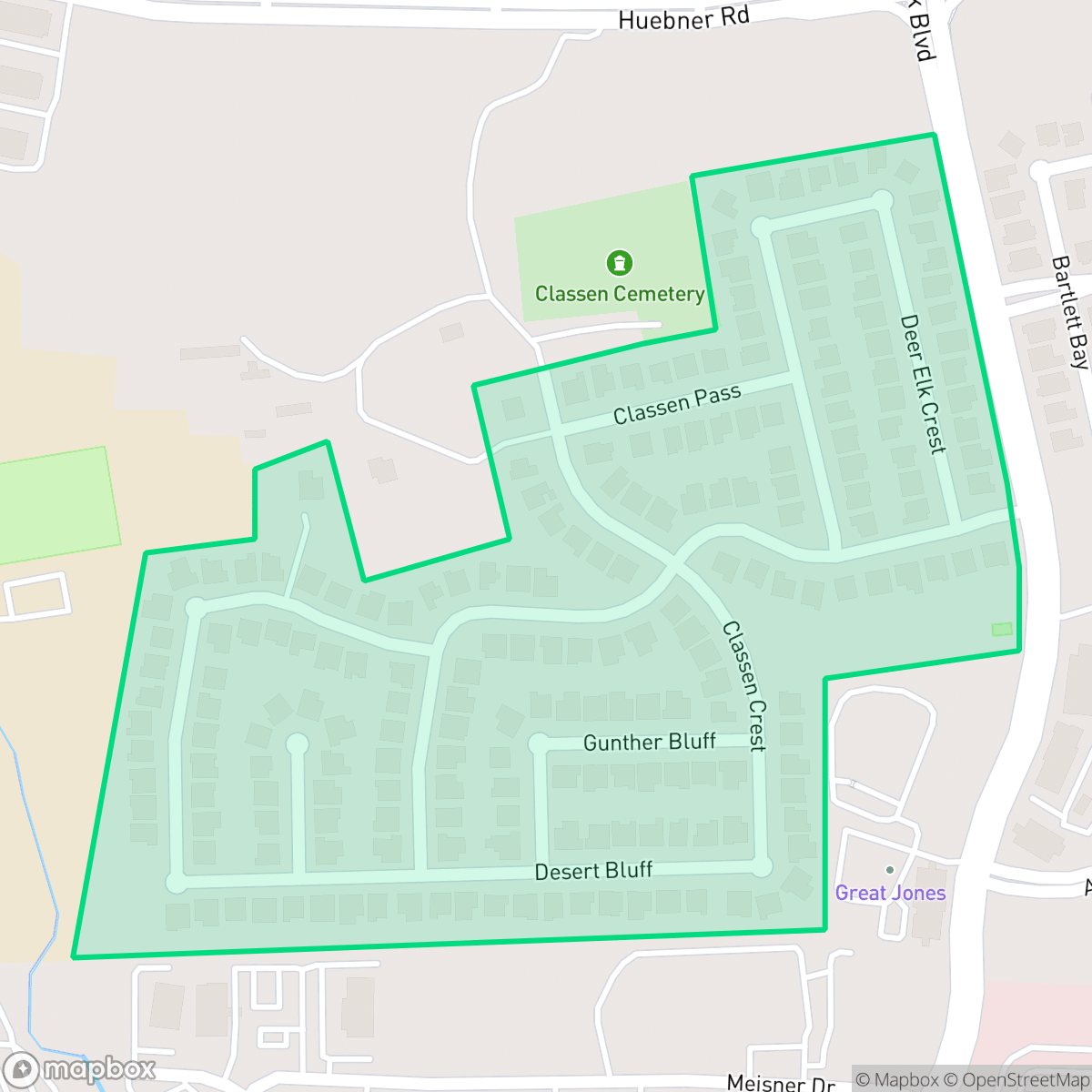 Map showing the location of Iron Mountain Ranch, San Antonio, TX